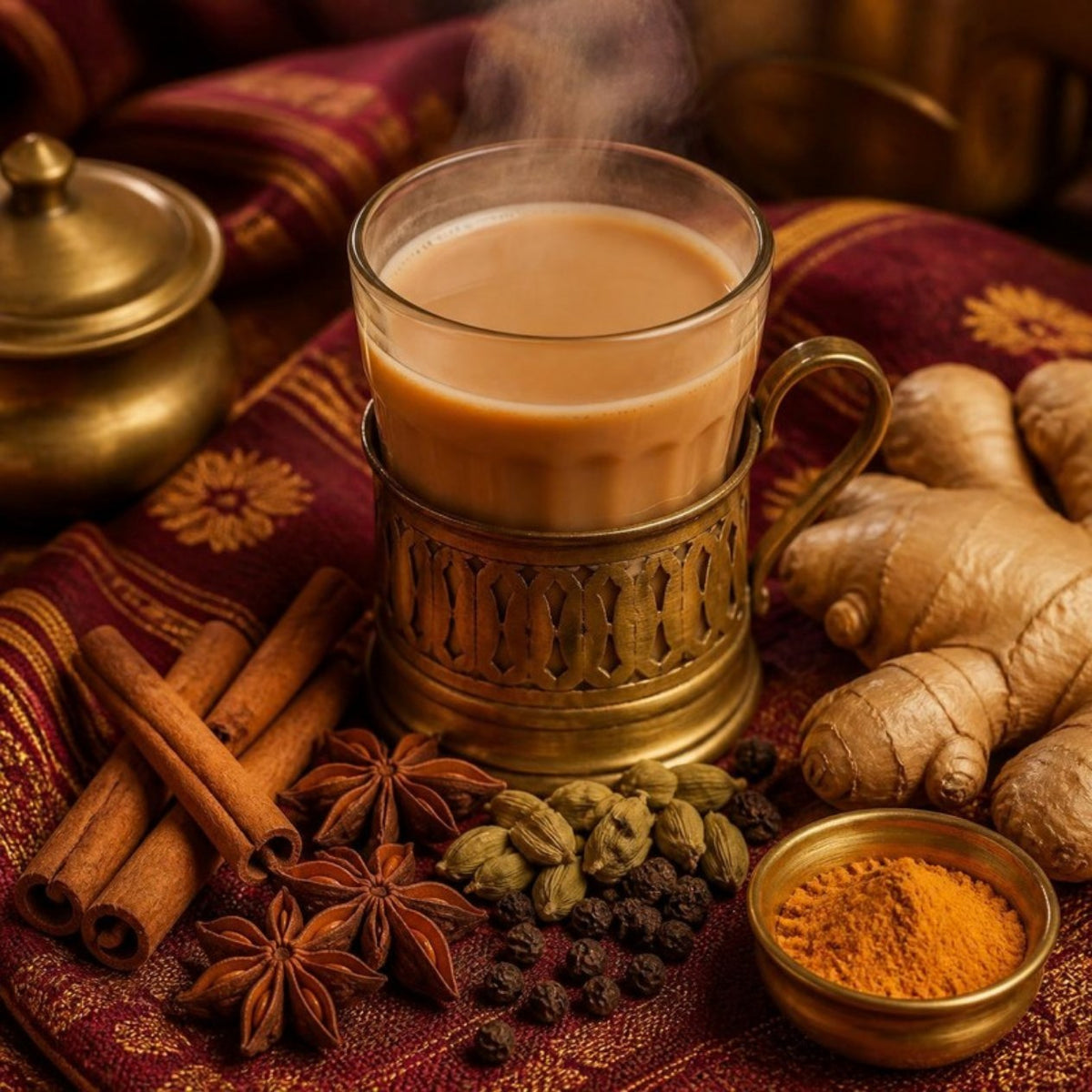 Masala chai with whole spices